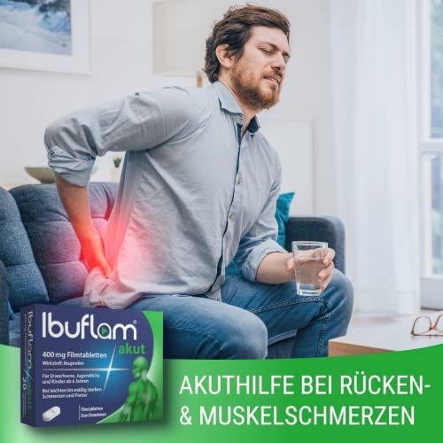 Ibuflam® akut 400 mg Schmerztabletten bei Schmerzen und Fieber | 4x50 Stück Filmtabletten + Duschgel ON TOP | Schnelle Schmerzlinderung und Fiebersenkung mit Ibuprofen | Ibu 400 mg