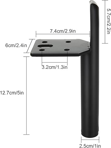 Miniatura 2 de 4 patas de metal para muebles, patas de sofá de 5 pulgadas de repuesto, patas de gabinete, patas negras modernas para muebles, patas de sofá con