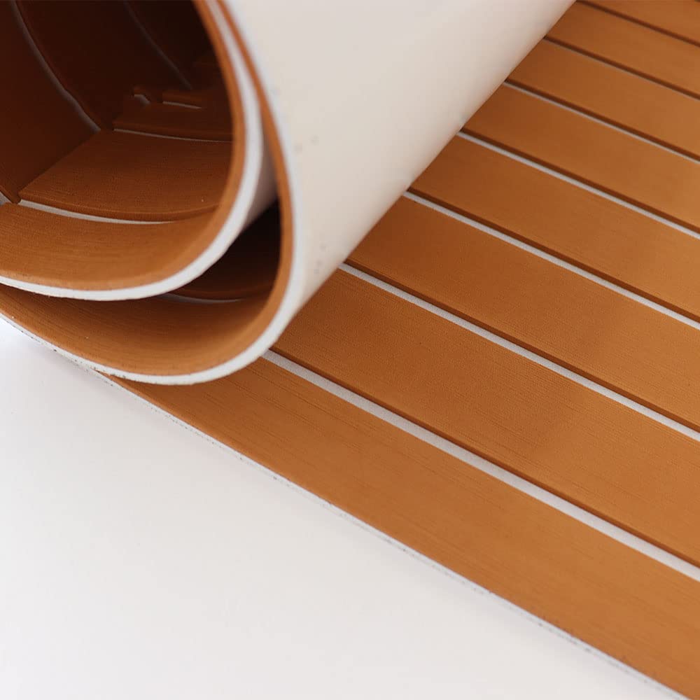 Teak Sintetico Marino,Eva Tappetino Antiscivolo per Barca,Pavimentazione in Barca, 240 x 90 cm Autoadesivo Tappeti per Barca Yacht Kayak Vela RV