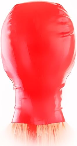 Miniatura 4 de Yilen Máscara de látex unisex con capucha de látex abierta para nariz y barbilla, máscara de goma de látex