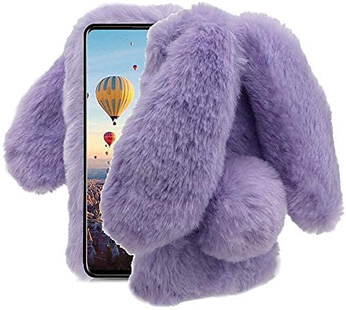 Unichthy For iPhone 13 Mini Case for Girls Glitter Gems Plush Bunny Ears Cute Cover Soft Gel Fluffy Warm Winter Back Case Lovely Rabbit Shockproof Protective Cover for iPhone 13 Mini - Image 3