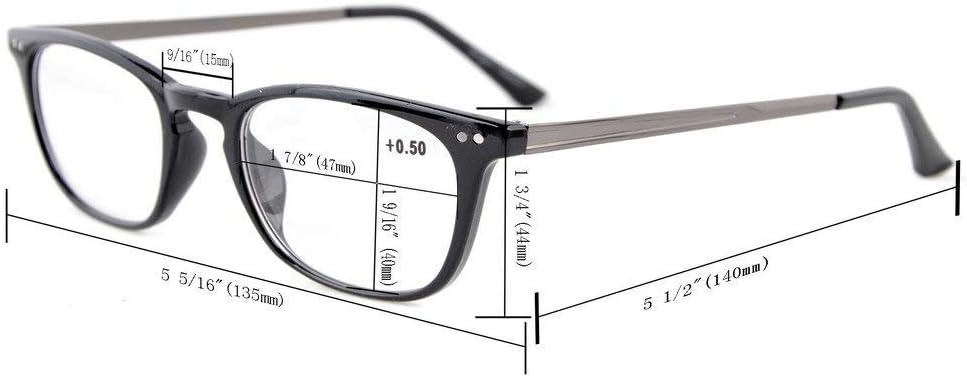 Eyekepper 5-Pack Retro Square Plastic Frame Metal Arms Reading Glasses Include Computer Glasses - Image 7