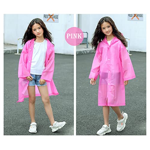 Kids Rain Poncho ( 2 Pack), Reusable Eva Kids Raincoat For 6-13 Girls Boys, Portable Waterproof Rain Jacket With Hood #TOP5