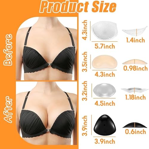 Image of SATINIOR Silicone Bra Inserts Breathable Enhancers Waterproof Push Up Bra Pads Non Slip Reusable Pad for Bikini