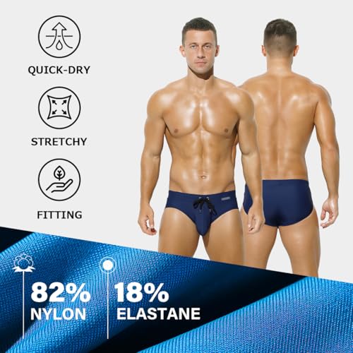 Arjen Kroos Men's Swim Briefs Sexy Bikini Solid Swimwear Swimsuit with Drawstring3