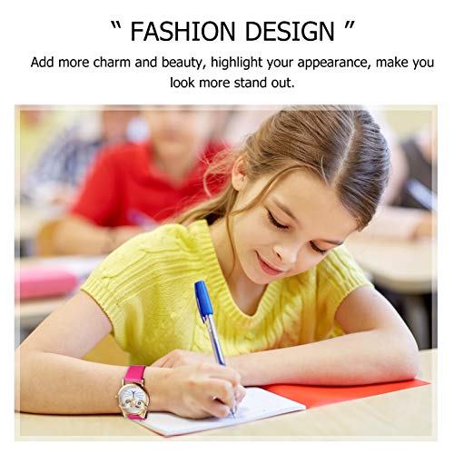 ULTECHNOVO Gato Crianças Assistir Desenho Animado Couro de Metal Impermeável para Crianças Relógio d