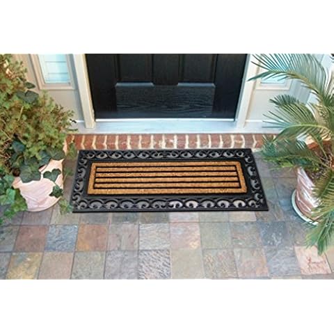 Ehc Extra Large Non-Slip Outoor Or Indoor Entrance Rubber Coir Door Mat - 120cm x 45cm Cover