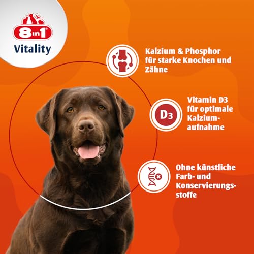 8in1 Kalzium Tabletten - zur Nahrungsergänzung bei allen Hunden, 1 Dose (155 Tabletten)