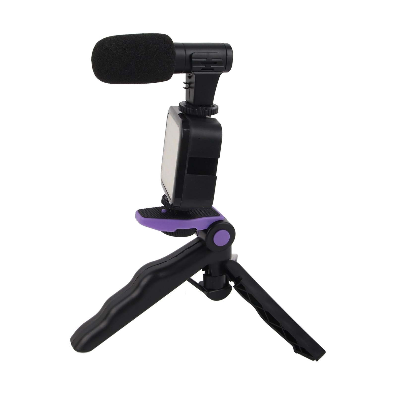 Set professionale per riprese video dal vivo con microfono e treppiede per interni ed esterni, nero, 5 pezzi