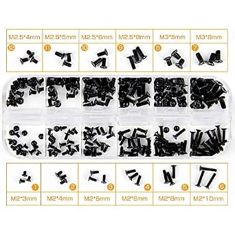 Akuoly PC Screws Assorted Set M2 M3 M2.5 Computer Screws for Universal Laptop PC Computer Repair Accessories Pack of 240 Black