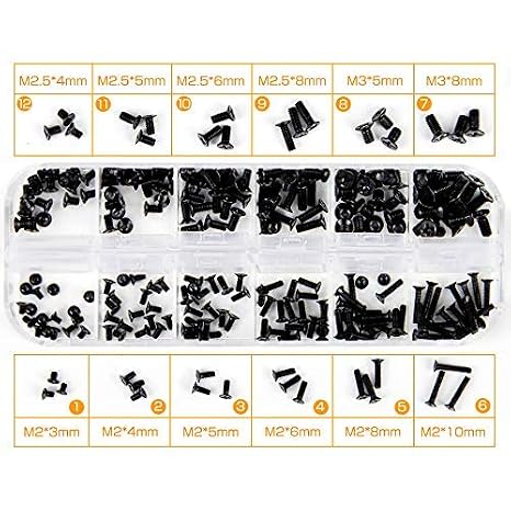 Akuoly PC Screws Assorted Set M2 M3 M2.5 Computer Screws for Universal Laptop PC Computer Repair Accessories Pack of 240 Black
