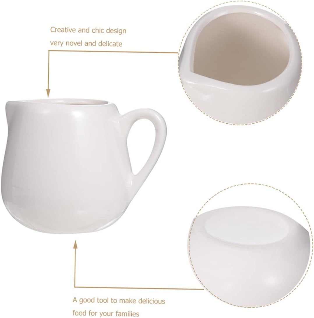 6pcs Ceramic Sauce Holders with Handle Versatile Milk Jugs for Sauces Creamers and Condiments Elegant White Design for Home and Restaurant Use