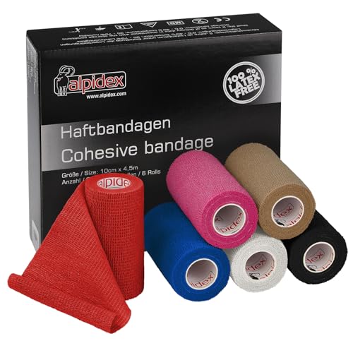 ALPIDEX 6 Rollos Venda Autoadhesiva Elástica 10 cm x 4,5 m Cohesiva