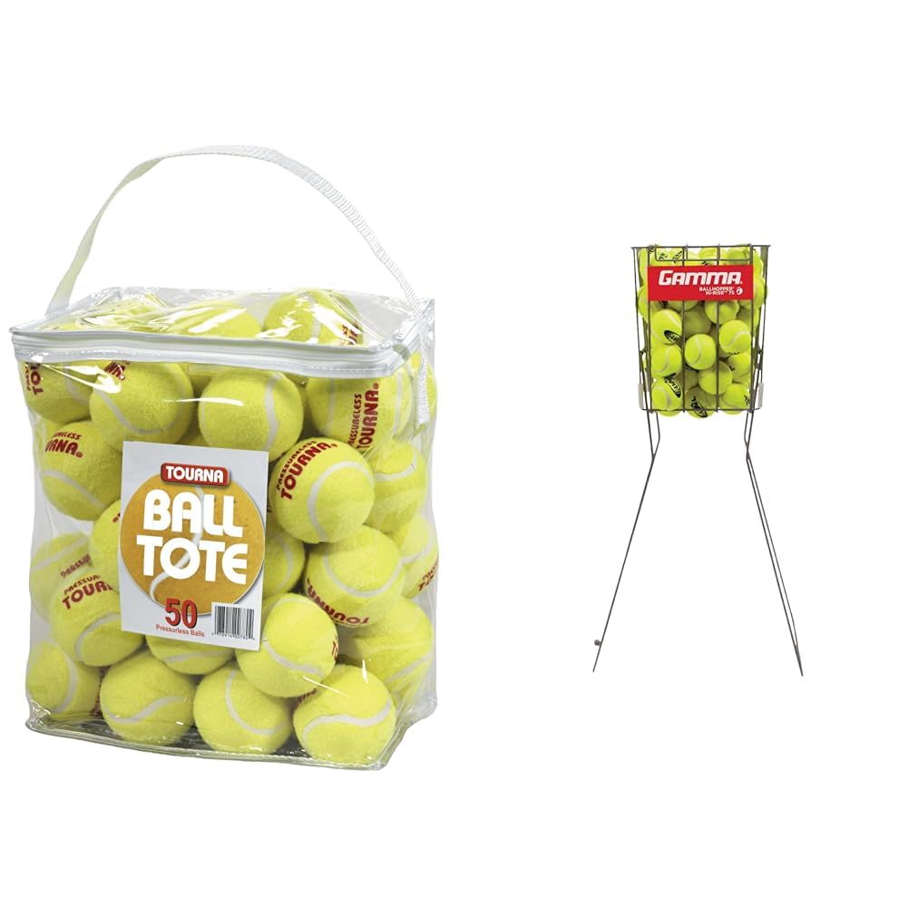 Tourna Tennis Ball Tote (50 Balls) & Ballport Pro 50 Ball Tennis Hopper