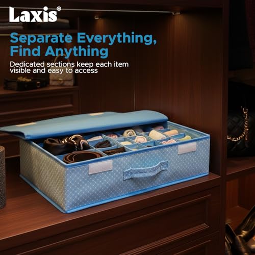 Image of LAXIS Innerwear Storage Box and Organiser for wardrobe organizer for storage & Clothes Organizer for Wardrobe for Socks & Undergarments Organizer, Drawer Organiser & Storage Box (16+1) Compartment