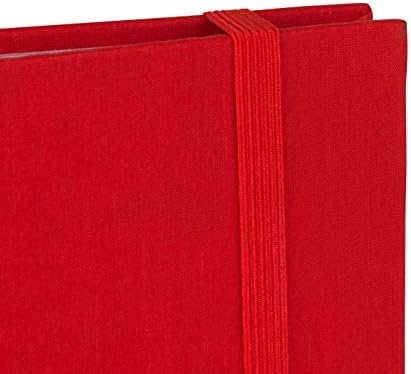 Kenro Red Linen Photo Album for 200 Photos 7x5 / 13x18cm with Space for Photograph on Front Cover, Slip-In Pages, Modern Design Great for Family Photographs, Aztec Series AZ103RD