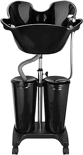 Portable Shampoo Bowl with Electric Pump, Plastic Shampoo Unit with 2 Bucket and Drain