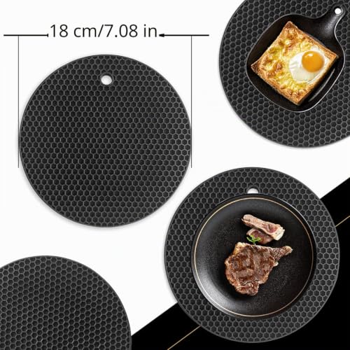 Miniatura 5 de Alfombra De Salvamanteles De Silicona Versátil, Resistente Al Calor Hasta 464 F, Soporte De Olla, Impermeable, Antideslizante, Flexible Y Duradero 2 Unidades, Negro