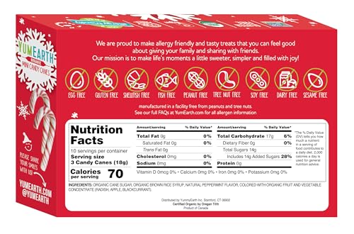Image of YumEarth Organic Holiday Mini Candy Canes, 30 Count (Pack of 4)