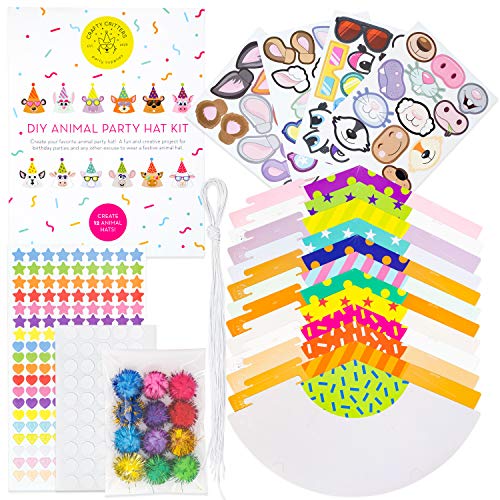 image for Crafty Critters Party Supplies Birthday Hats for Kids DIY Party Hat I 