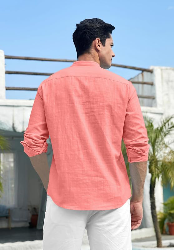 Image of FINIVO FASHION Men's Cotton Polyester Blend Solid Regular Fit Full Sleeve Short Kurta