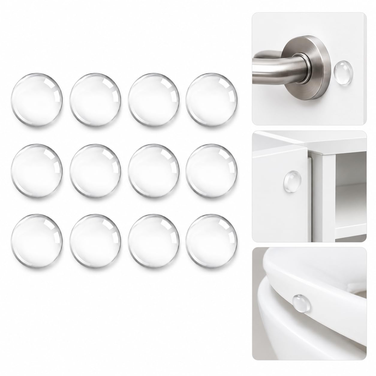 Mulbijeo Door Stop, Protection of the Wall, Door Stopper Wall, 12 Rubber Buffers, 40 x 8 mm, Shock Absorbing and Silent, Rubber Buffers, Suitable for Marble, Wood, Glass, Wall Protection