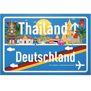 DankeDir! Thailand Deutschland Ortsschild - Kunststoff Schild 30 x 20 cm - Geschenk Idee Gutschein Reise Urlaub Reisegutschein Männer & Frauen Geldgeschenk Abschiedskarte Geschenkidee Deko Karte