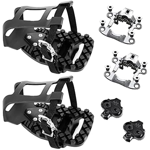 Venzo Bike Bicycle Toe Clips Cage Indoor Exercise Bike Pedal Adapters - Compatible with Peloton Bike Pedal, Convert Look Delta Pedals to Toe Clip Straps Ride with Sneakers - Toe Cages & SPD Adapters Cover