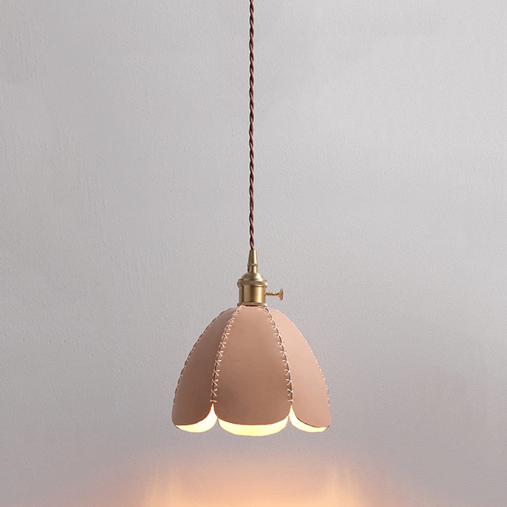 Suspension E27 en laiton et cuir chic pour une décoration lumineuse moderne