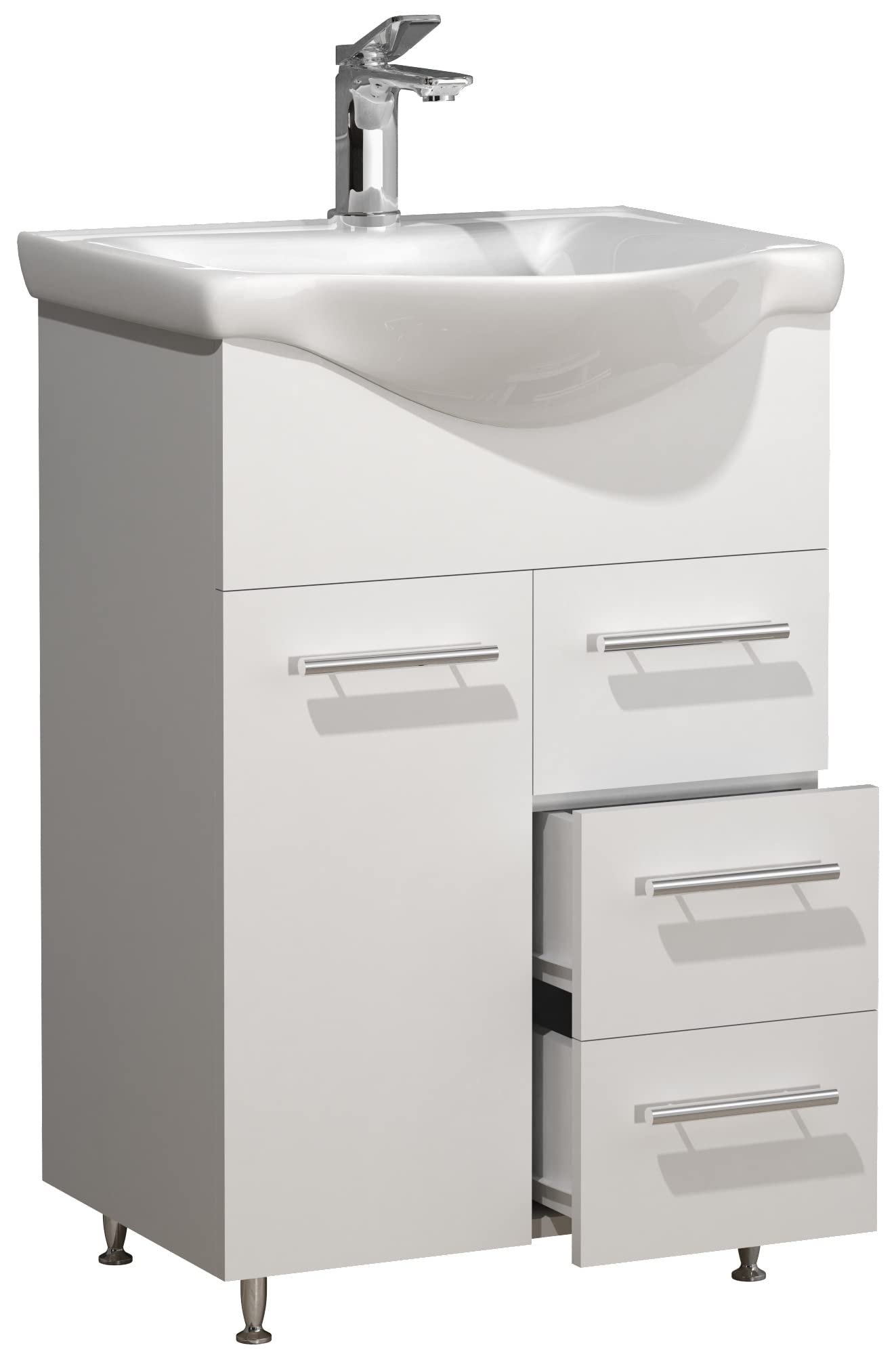 VCM Mueble Lavabo 2 Piezas Lavabo Conjunto Mueble de Baño Lavabo Cajón Espejo Armario Lisalo L