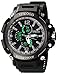 Produktbild YFWOOD Herren Armbanduhr Digital Analog Sport wasserdichte Multifunktions Outdoor Doppel Zeit Armee Militär Armbanduhr mit PU Schwarz Shell Grün Strap