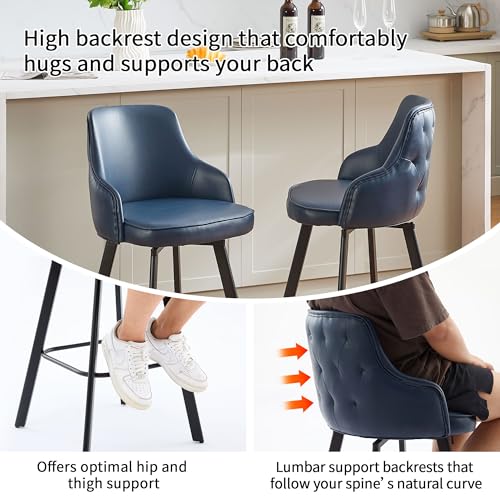 Image of Bar Stools Bar Height Set of 4, 30 inch Stools with Back for Kitchen Island
