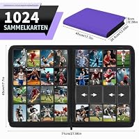 WITHYU 16 Taschen Sammelalbum für Karten, 1024 Karten Kapazität - Wasserdichter Karten Ordner Side Loading mit Reißverschluss für TCG, Fußball & Sammelkarten, Tragbar (Violett) – Ansicht 2