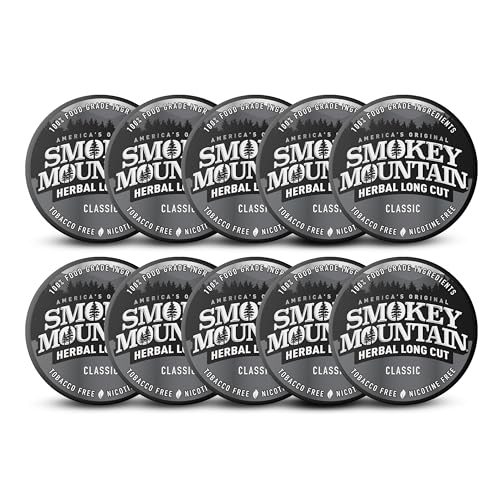 Image of Smokey Mountain Herbal Long Cut - Classic - 10 Can Box - Tobacco Free and Nicotine Free Snuff