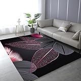 Alfombra De Microfibra Antideslizante Impresa En 3D para Decoración De Sala De Estar, Alfombra Hojas De Plantas Negras 50 X 80 Cm - Resistente A Las Manchas, Que No Se Desprende: Ecológi -8F4T/L1N