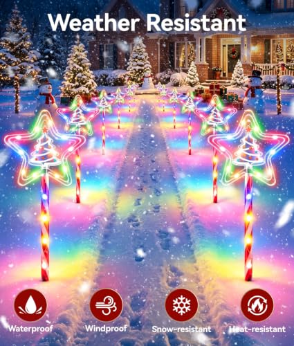 KOOPER Christmas Decorations Outdoor, Solar Star Tree Pathway Lights, 6Pack - image 2