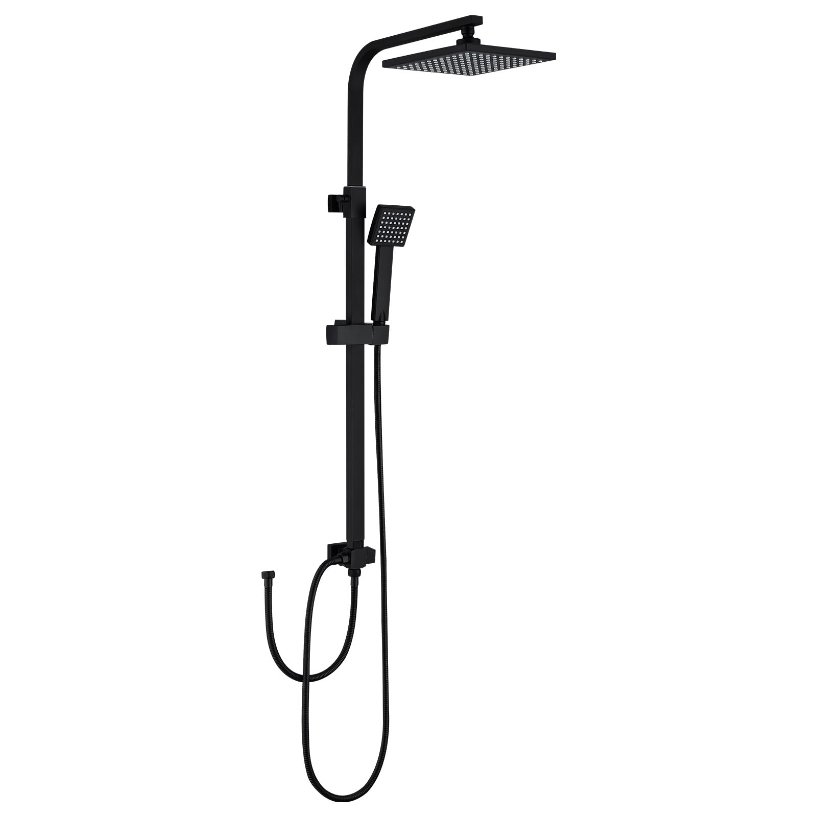 HOMELODY Colonne de Douche Noir Sans Mitigeur Pluie Mélangeur Acier Inoxydable Ensemble de Douche Salle de Bain Angulaire Ajustable Colonne Douche Sans Robinetterie avec Pommeau de Douche