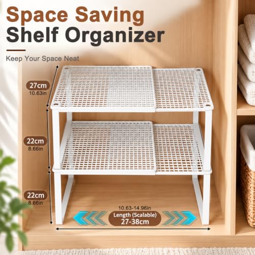Image of HASTHIP Extendable Wardrobe Partition 2 Tier Metal Cabinet Storage Rack