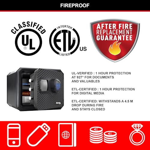 Master Lock zertifizierter feuerfester und wasserdichter Tresor, 23L, 417 x 348 x 478 mm, digitale Kombination mit beleuchtetem Tastenfeld… – Ansicht 3