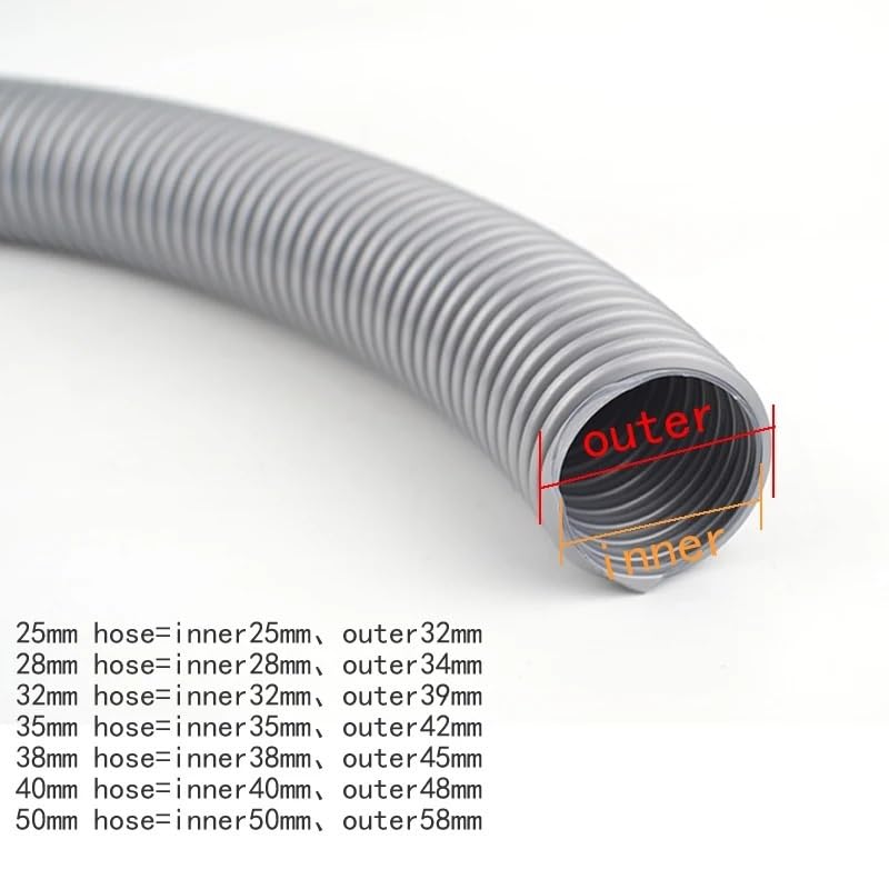 Tubo flessibile filettato multi diametro aspirapolvere | Gomma resistente all'invecchiamento(Black 32mm x8m)