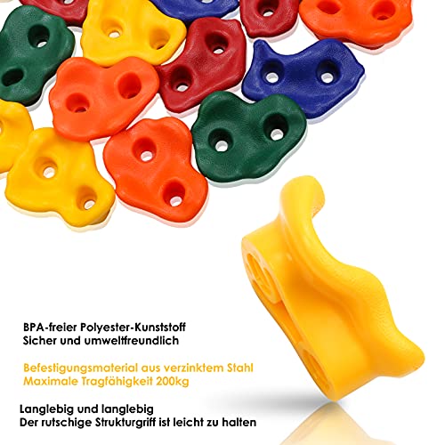 Foto von EINFEBEN Klettergriffe Kinder Klettersteine bunt, belastbar bis 200 kg für kletterwand spielturm (25 Stück klettergriffe Kinder)