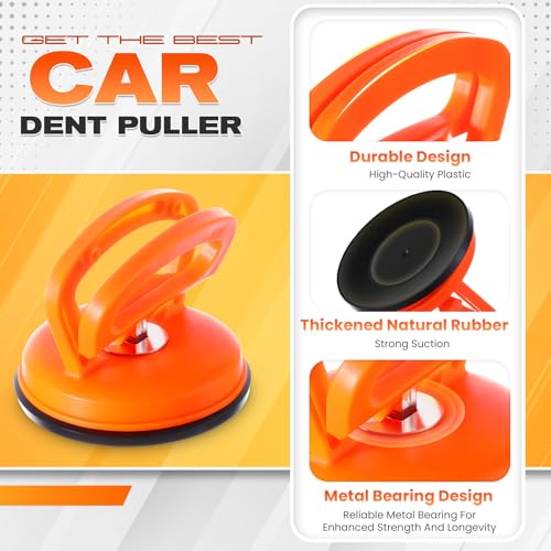 Image of Baderke 5 Packs Car Dent Puller, Dent Repair Kit: Puller Dent Suction Remover Tool with Rag and Sponge for Car Body Dent, Glass, Screen, Tiles & Lifting Objects Moving(Orange+Black+Orange)