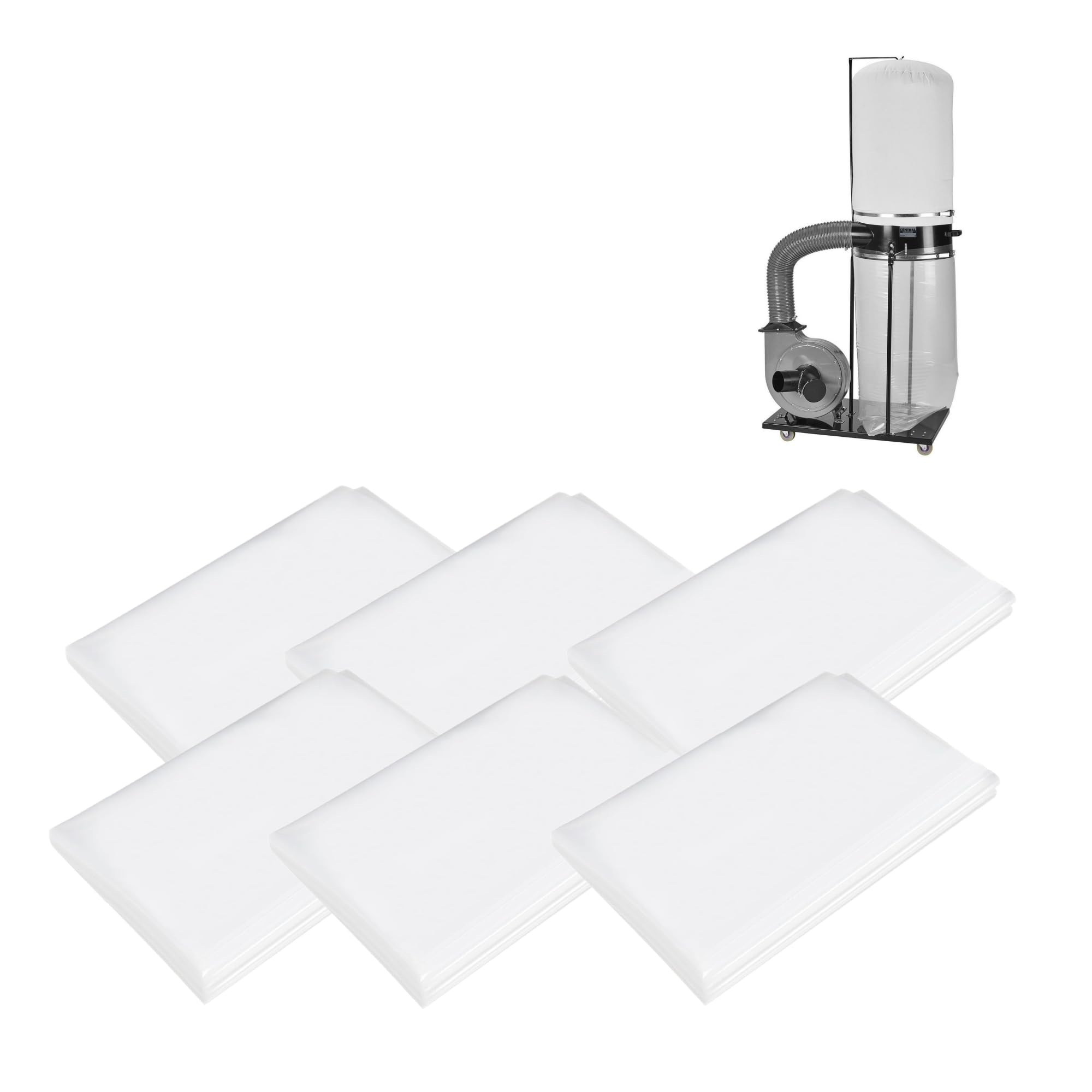 Xsourcer Dust Collector Bags 6pcs two-sided 7mil 19.5" diameter (31" width x 40" length) for Harbor Freight Central Machinery 70 Gallon Dust Collector