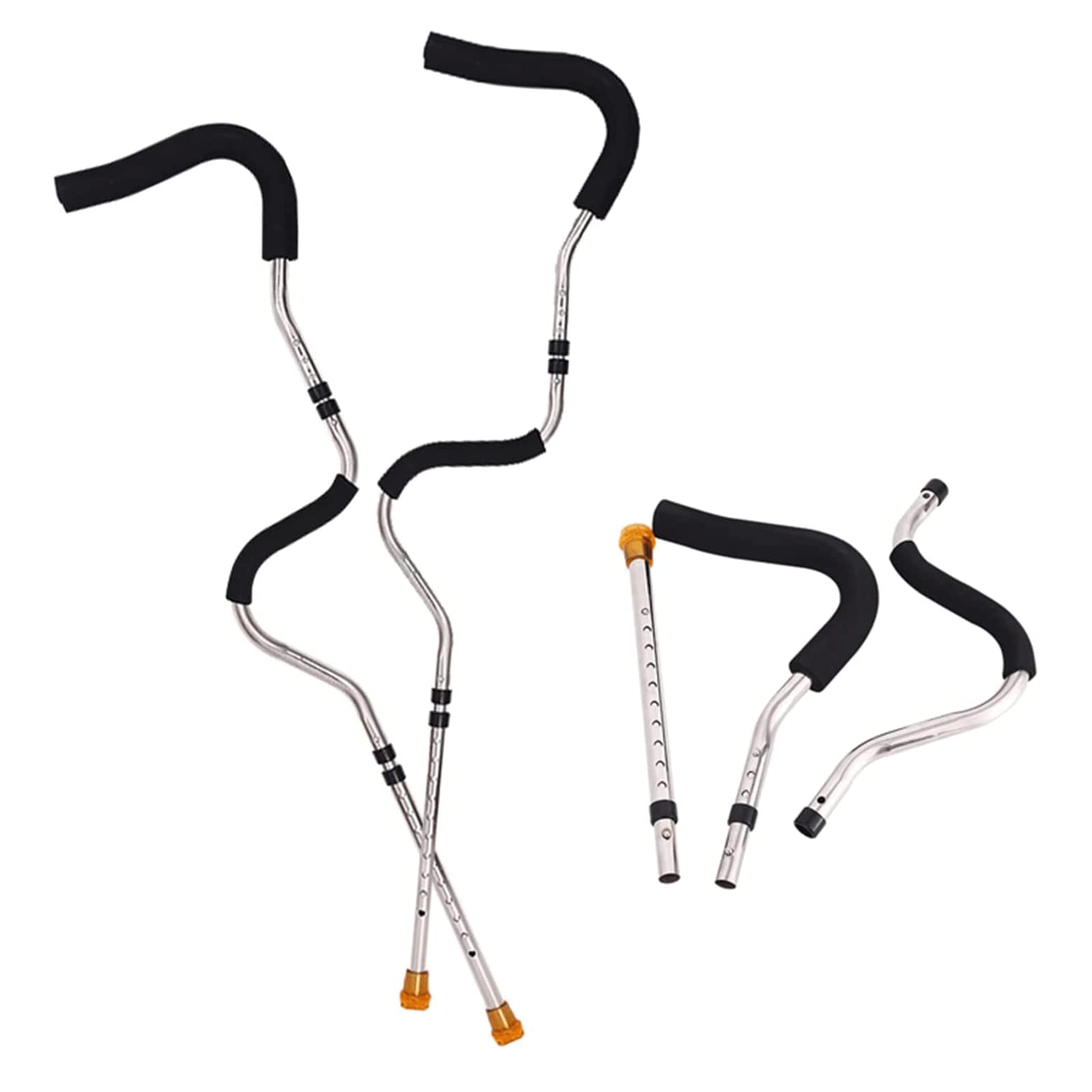 Stampelle da passeggio Stampelle ascellari tipo S per adulti Stampelle per ascelle ad altezza regolabile Bastoni da passeggio medici pieghevoli in acciaio inossidabile per uomini e donne Ausilio per