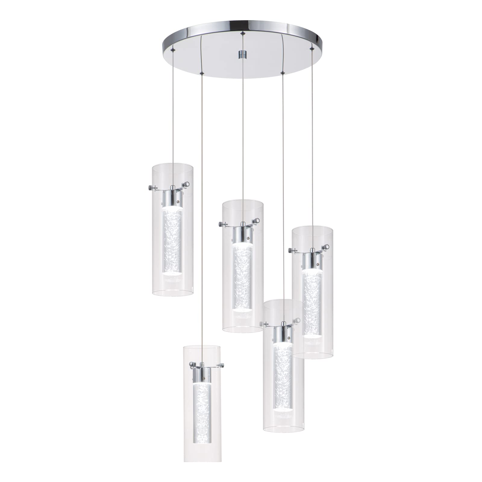 Zhlwin Kitchen Island Chandelier Ceiling lamp, Integrated LED Chandelier and 30W Crystal Bubble Glass, Modern Living Room Chandelier, Dining Room, Dining Room (5 Lights)