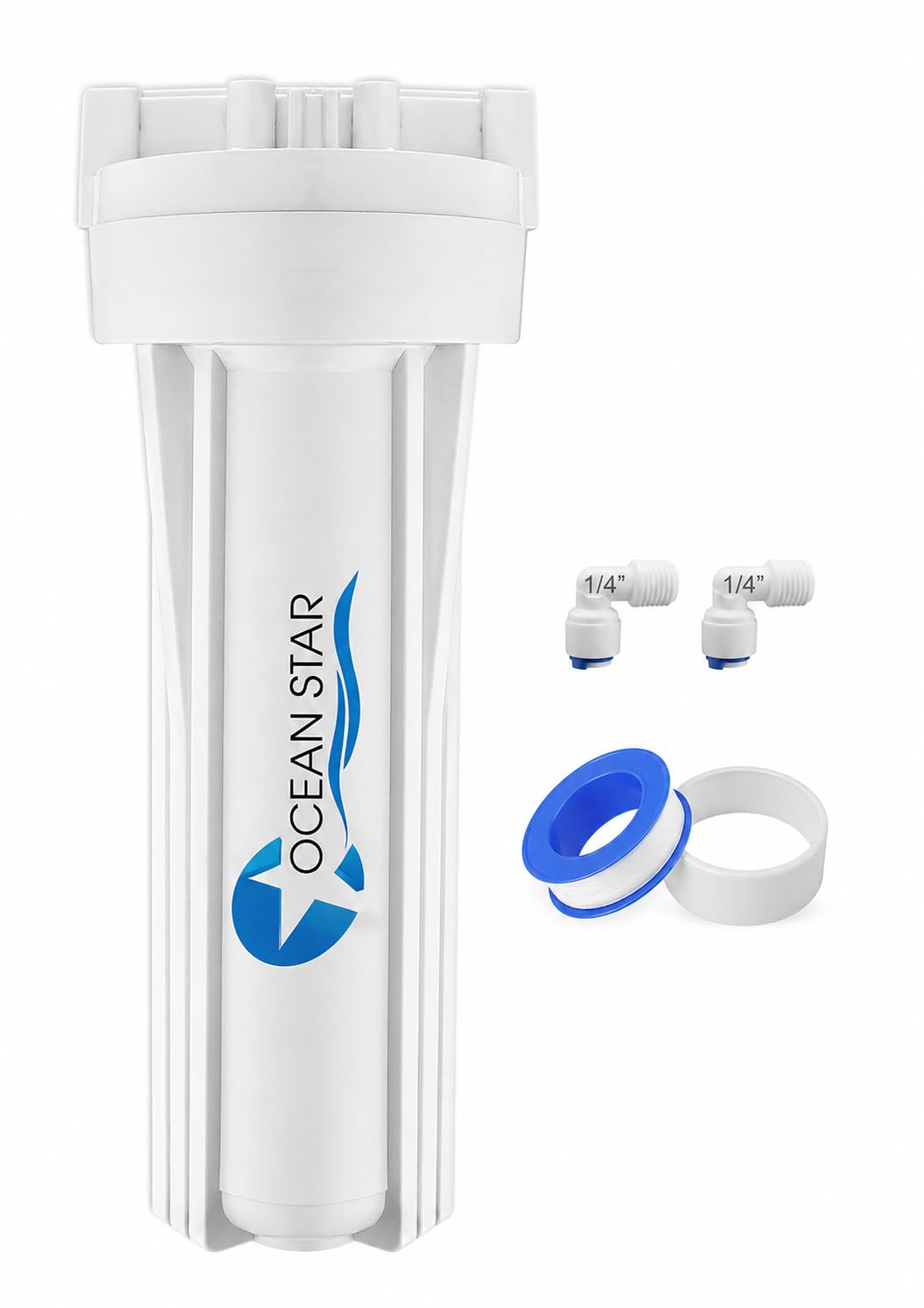 Ocean STAR-10 Inch Pre Filter Housing with 1/4" Elbow Connector for RO Water Purifier | Food Grade Material | Leak Proof & High Pressure Resistant | Universal Fit-image-27