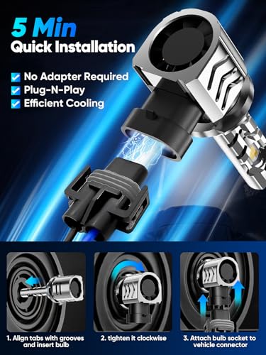 Image of rimthin 9005 /HB3 Light Bulbs, 35,000LM 900% Brightness 9005 Fog Lights, Real 1:1 Size Design with Cooling Fan, 6000K Cool White, Plug and Play, Pack of 2