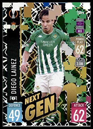 2021-22 Topps Match Attax UEFA Champions League #287 Diego Lainez Real Betis Balompie Next Gen Foil Official UCL Soccer Trading Card in Raw (NM or Better) Condition