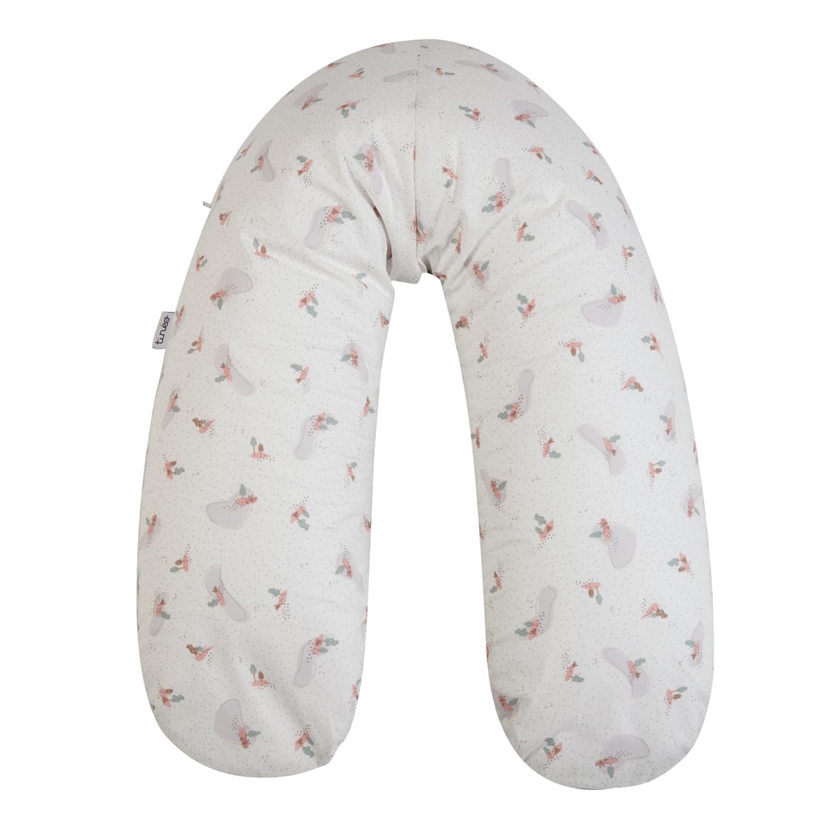 Tinéo - Cuscino per maternità - Cuscino per allattamento - Cuscino per gravidanza - Multifunzione 2 in 1 - sfoderabile - Made in France - 78 x 44 cm (spugna rosa pesca/trees)