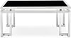 Zuri Modern Plaza Coffee Table - Black Opaque Glass with Brushed Stainless Steel Base